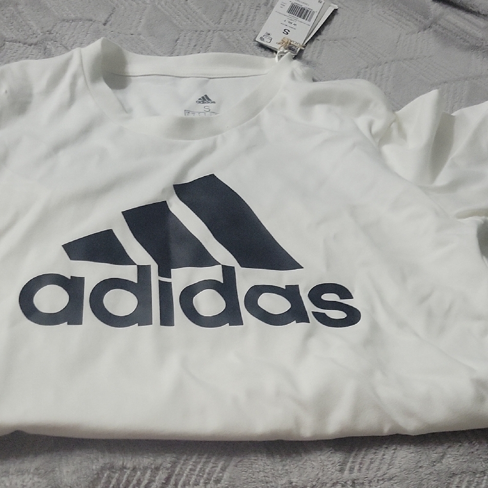Adidas White Short Sleeve Tee with Classic Logo